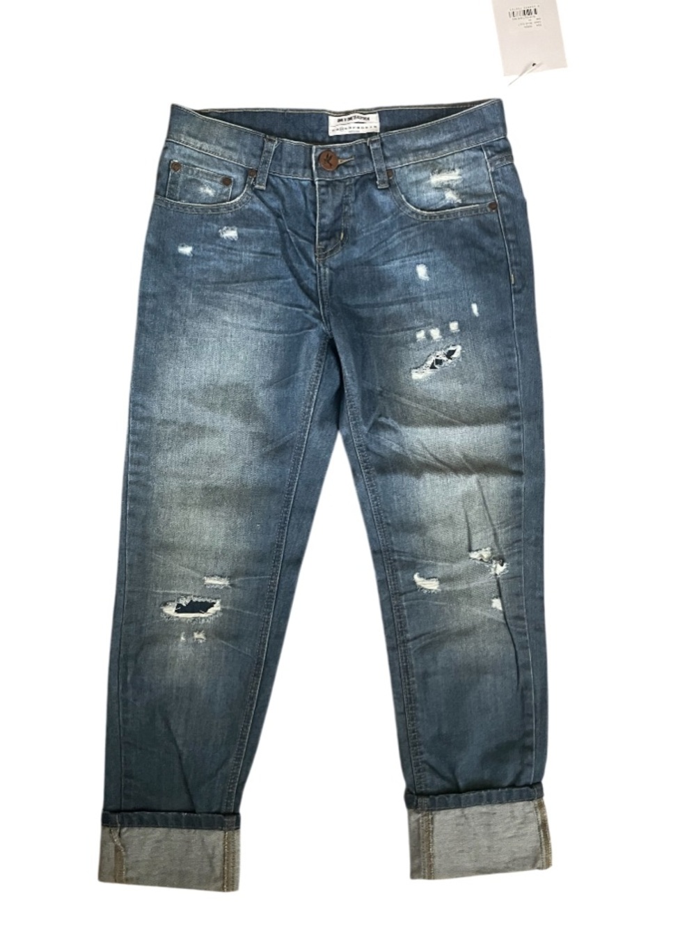 One Teaspoon Distressed Medium Blue Boyfriend Jeans